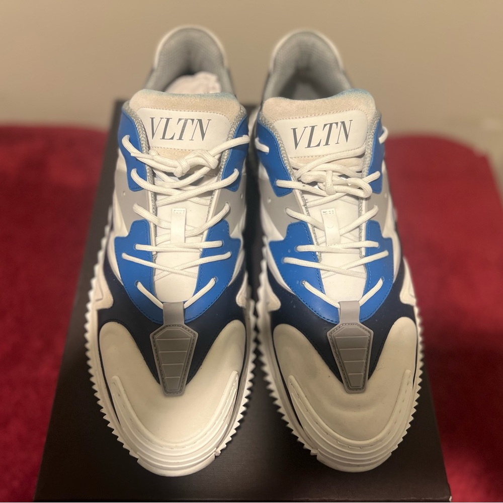 Valentino Blue and White Sneakers with Chunky Design